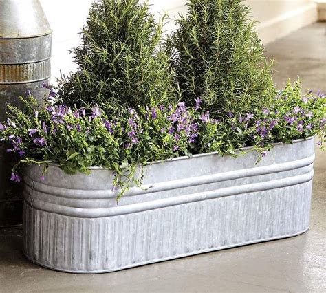 vintage galvanized metal boxes|galvanized metal wall plant container.